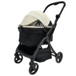 White/Khaki One-button Pet Foldable Cat Stroller