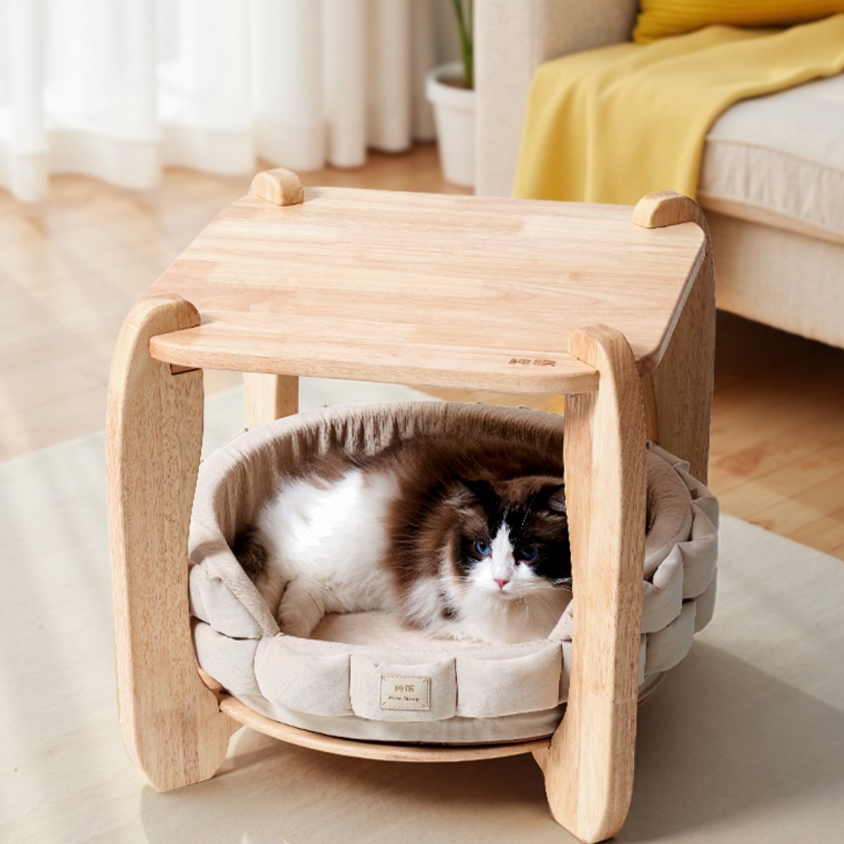 Wooden Cat End Table Cat Bed Human-cat Shared Funiture
