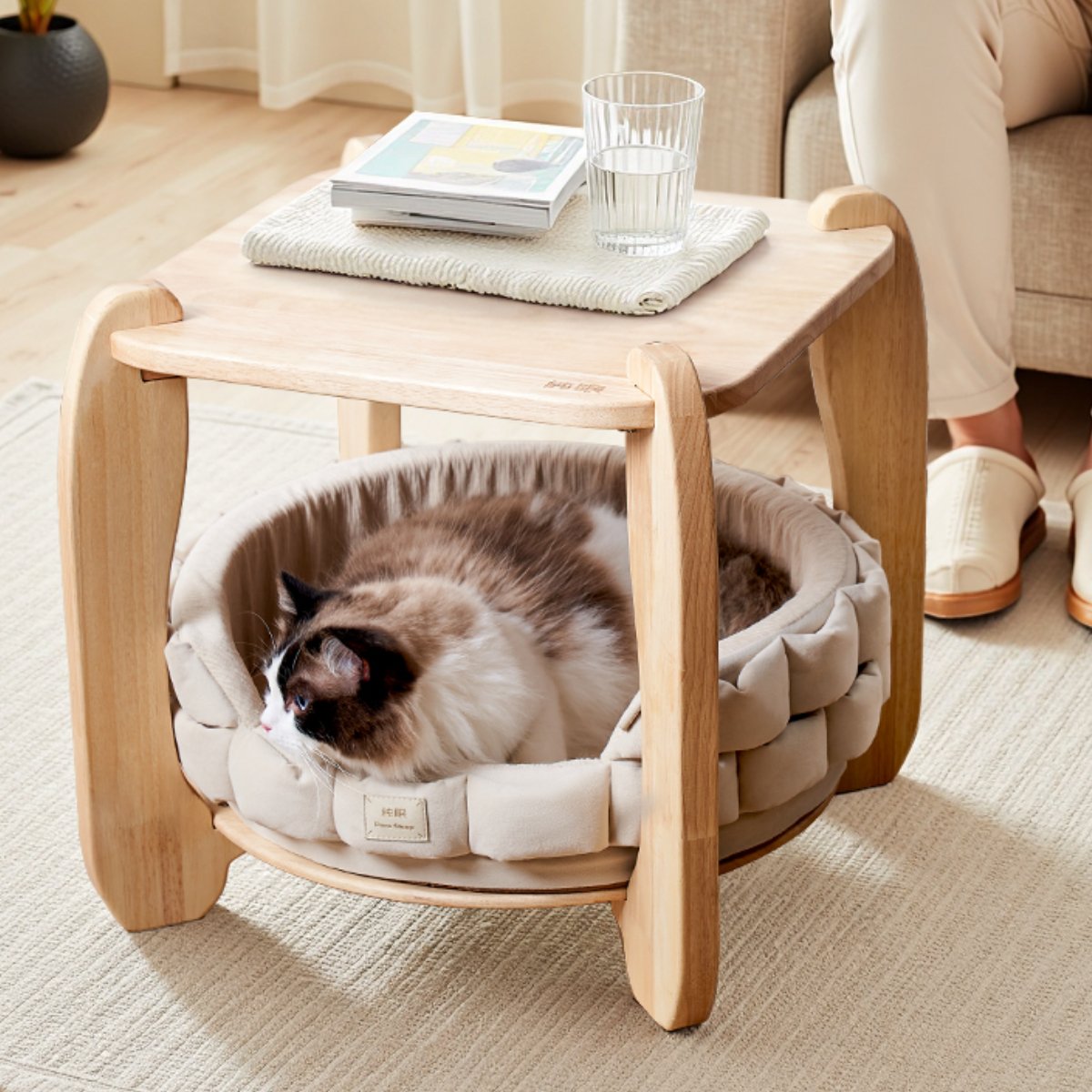 Wooden Cat End Table Cat Bed Human-cat Shared Funiture
