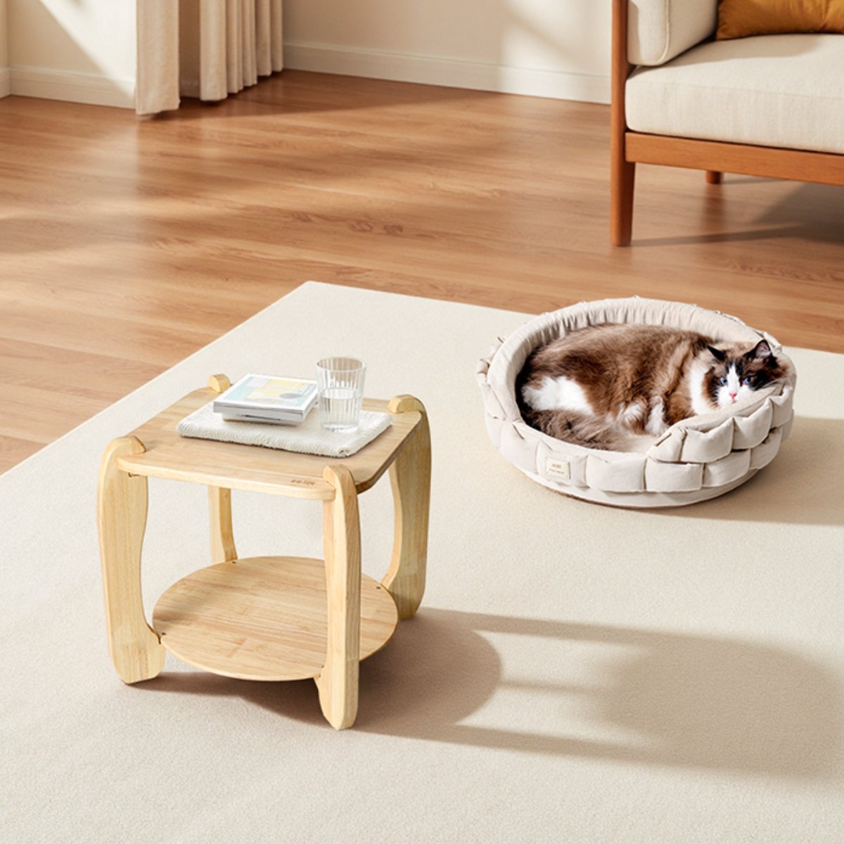 Wooden Cat End Table Cat Bed Human-cat Shared Funiture